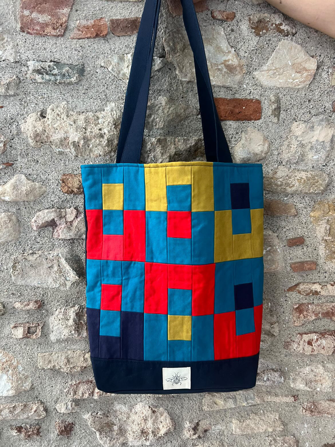 Classic Tote Bag - Petrol/Red/Olive