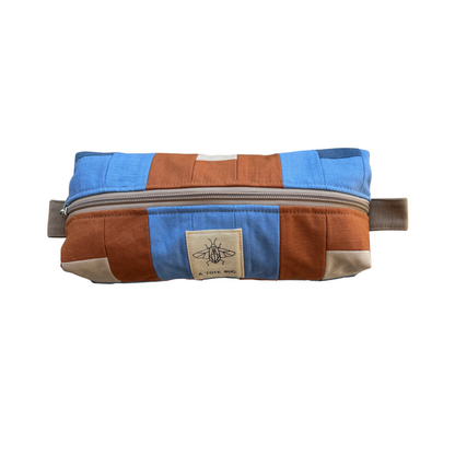 XL Beauty bag/pencil case - Baby blue/Rust
