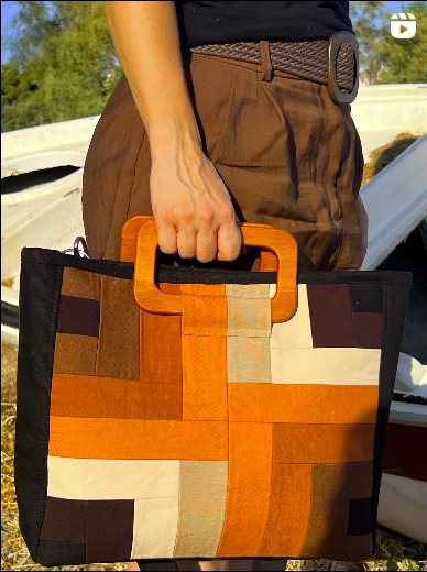 Promethea Wooden Handle Tote Bag