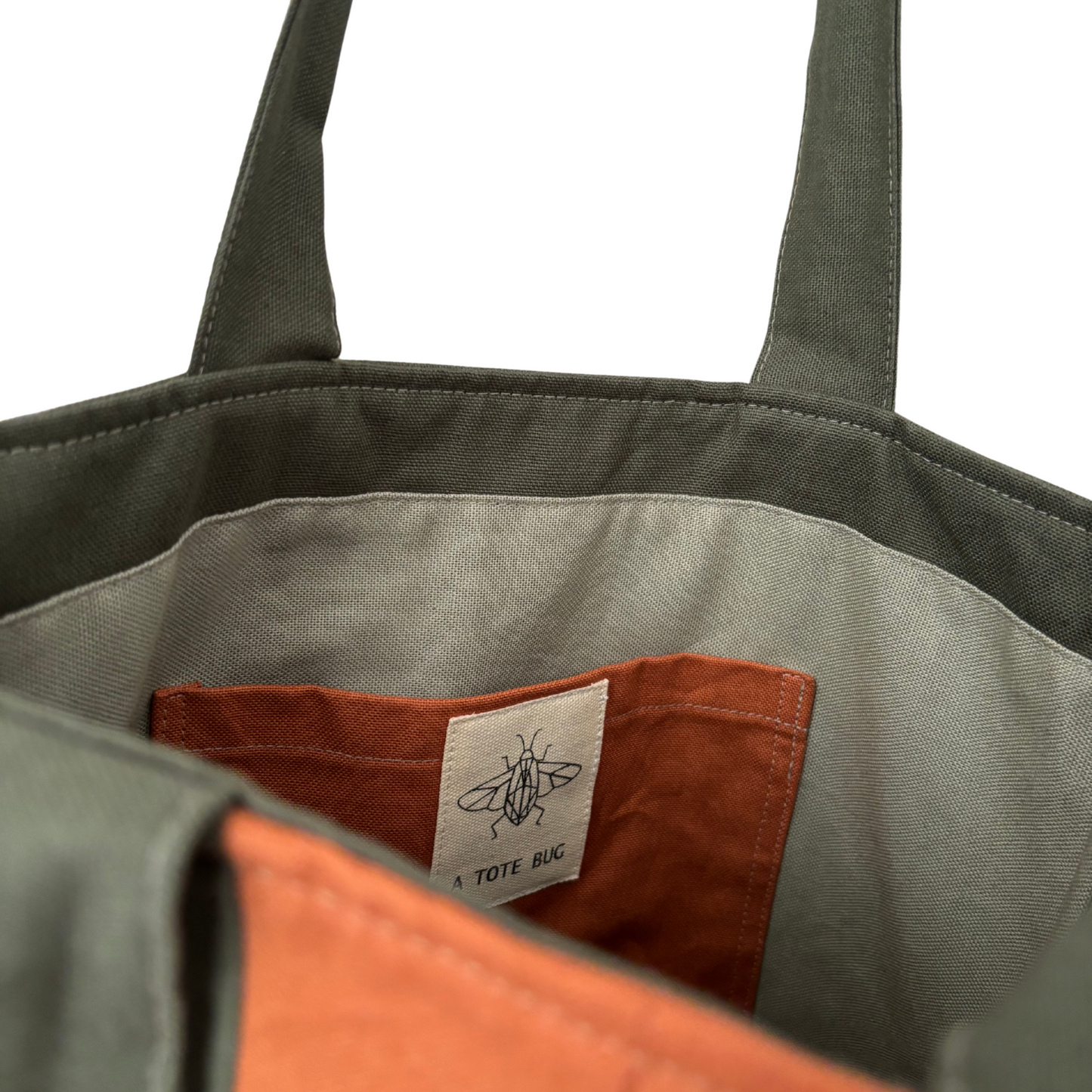 Classic Tote Bag - Khaki/Rust