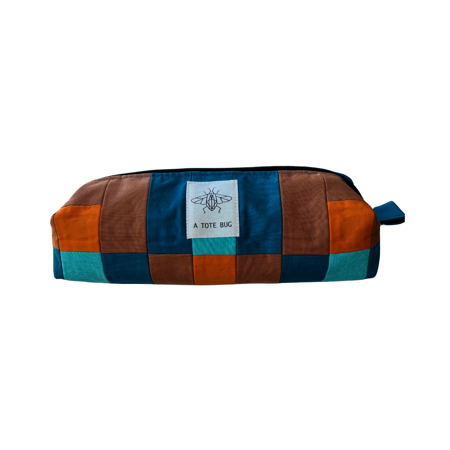 XL Beauty bag/pencil case - Petrol/Rust