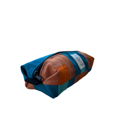 XL Beauty bag/pencil case - Petrol/Rust