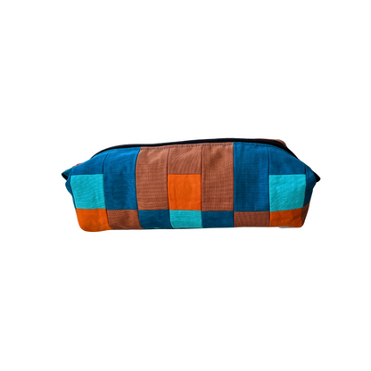 XL Beauty bag/pencil case - Petrol/Rust