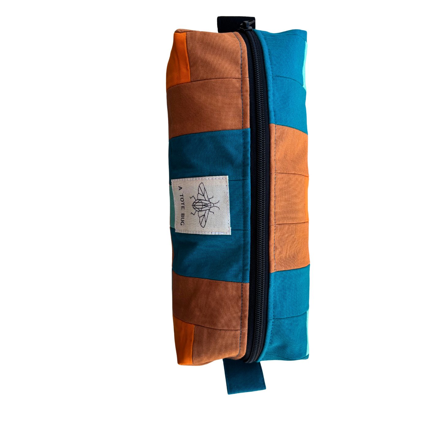 XL Beauty bag/pencil case - Petrol/Rust