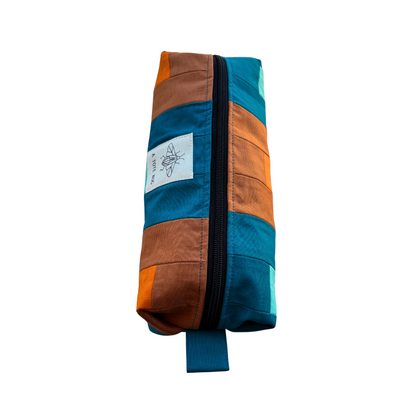 XL Beauty bag/pencil case - Petrol/Rust