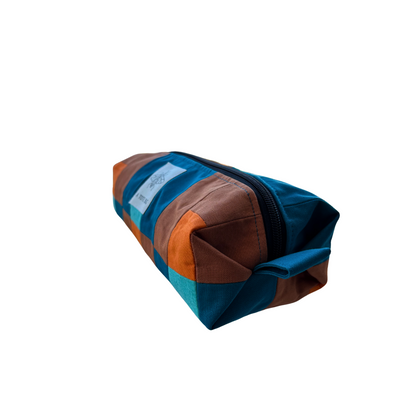 XL Beauty bag/pencil case - Petrol/Rust