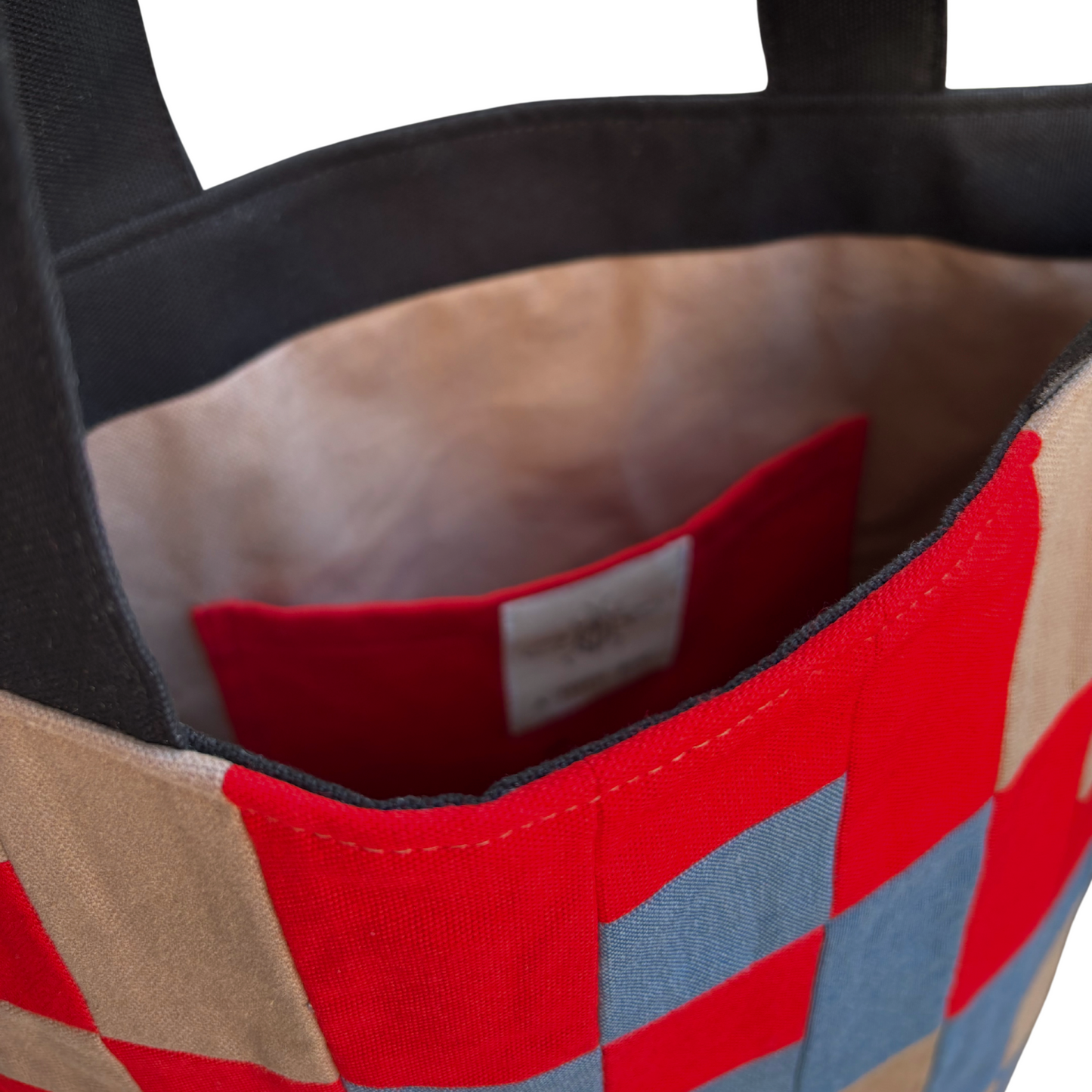 Classic Tote Bag - Beige/Red/Denim