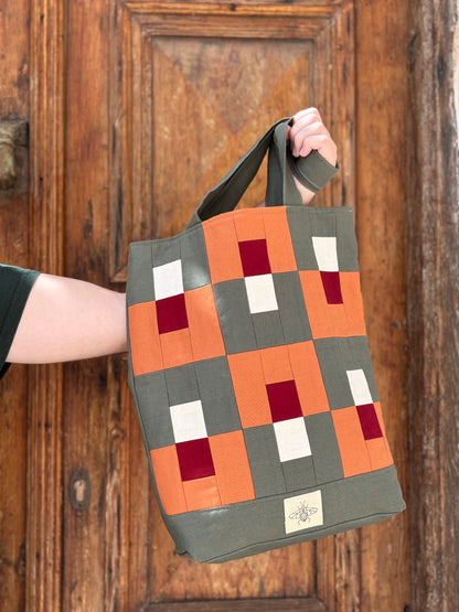 Classic Tote Bag - Khaki/Rust